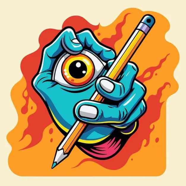 Digitizers Patch: drawing cartoon owl pencil vector artwork